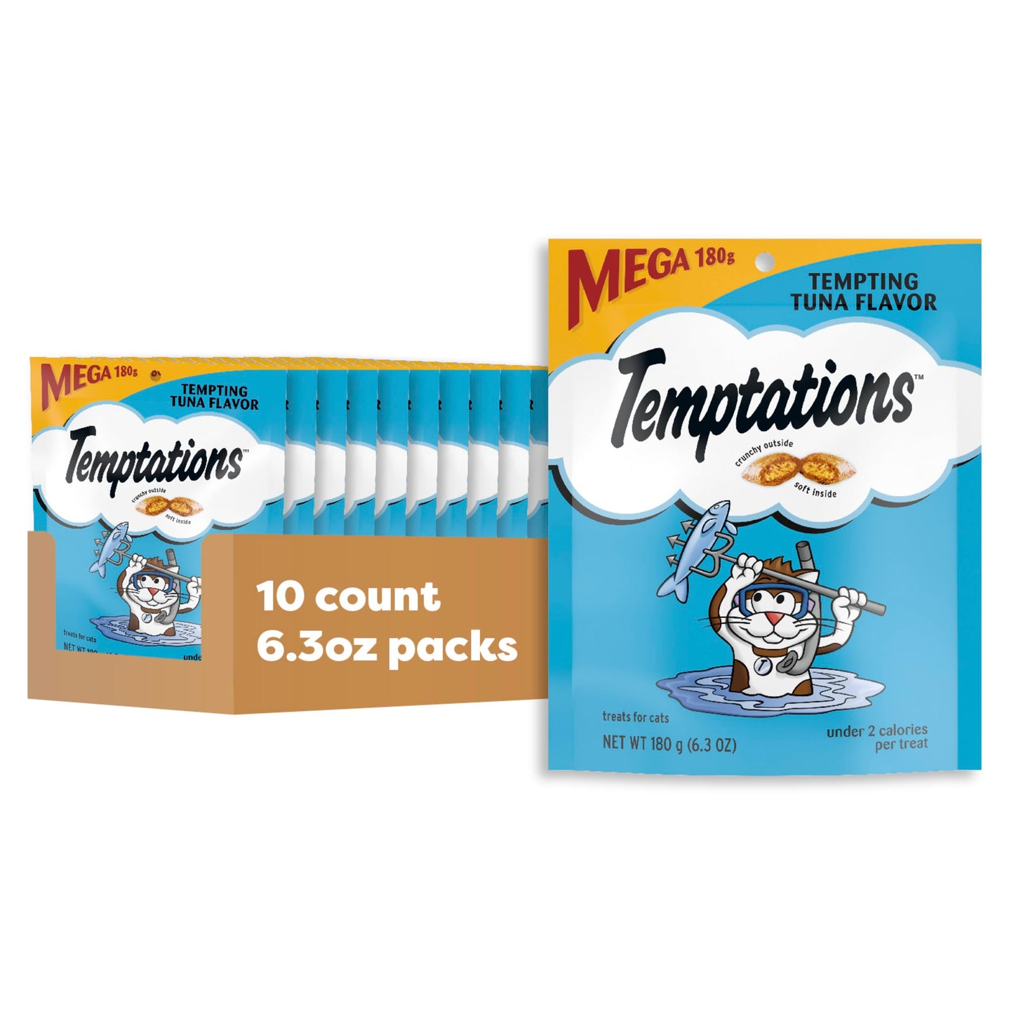 Temptations Classic Crunchy and Soft Cat Treats Tempting Tuna Flavor, 16 oz. Tub