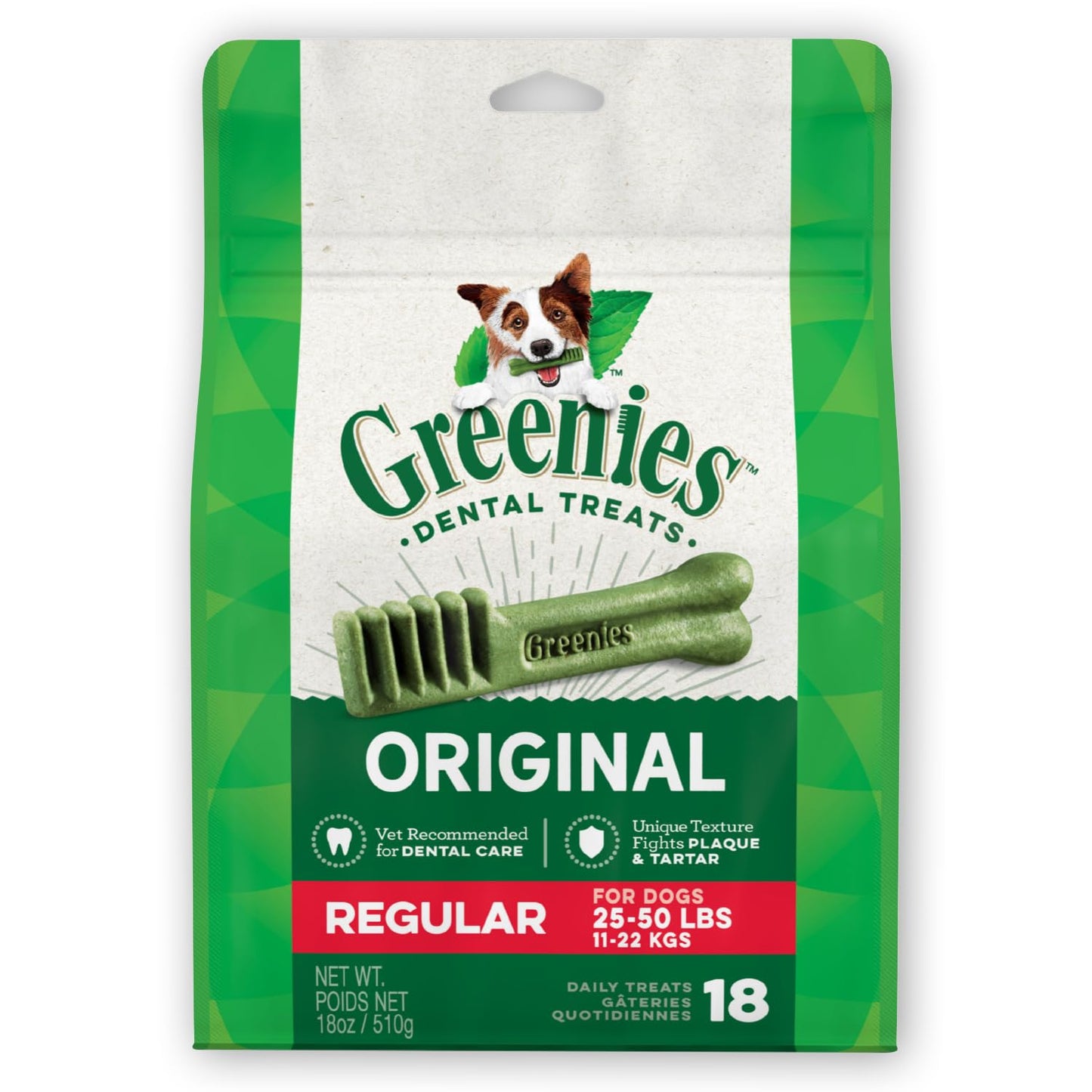 Greenies Original Regular Natural Dental Care Dog Treats, 12 oz. Pouch (12 Treats)