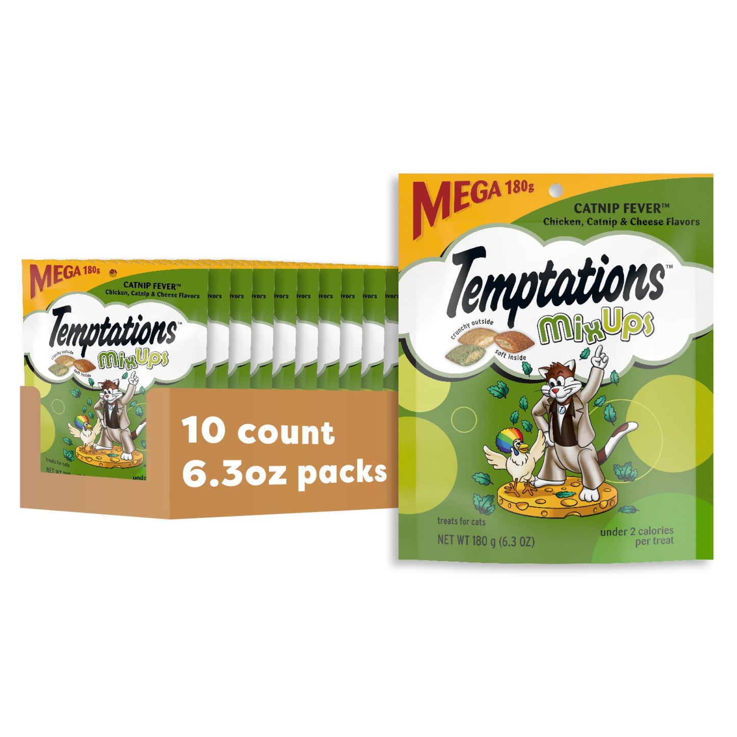 Temptations MixUps Catnip Fever Flavor Crunchy and Soft Cat Treats, 30 oz. Tub