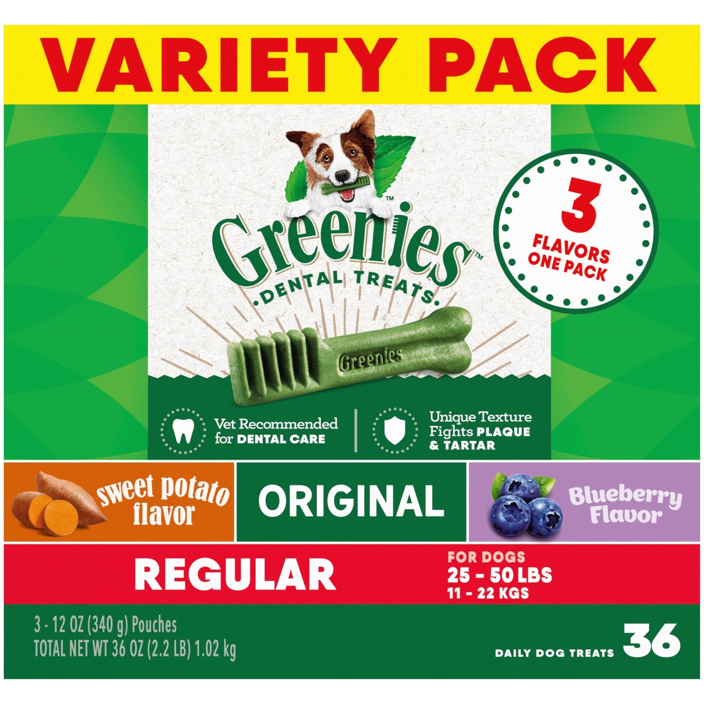 Greenies Teenie Natural Dental Care Dog Treats Blueberry Flavor, 12 oz. Pouch (43 Treats)