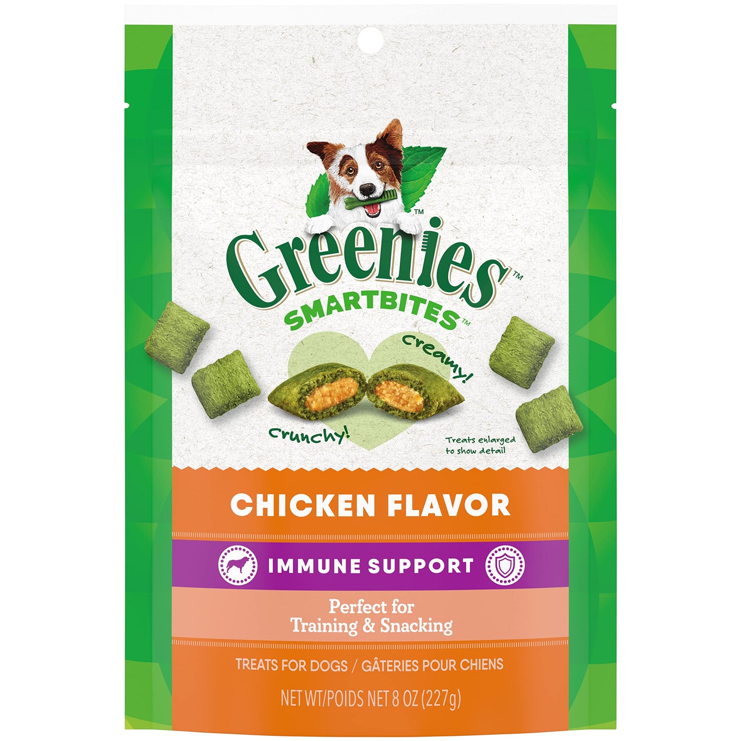 Greenies Smartbites Immune Support Crunchy & Soft Dog Treats, Chicken Flavor, 28 oz. Pouch