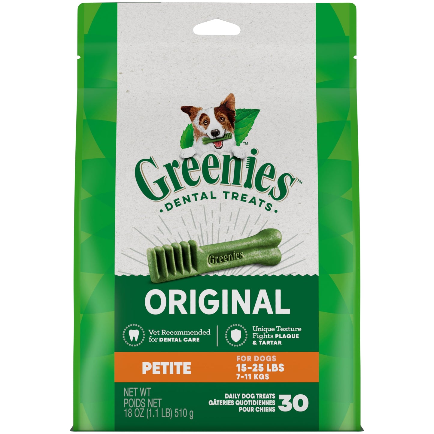 Greenies Original Petite Natural Dental Care Dog Treats, 36 oz. Pack (60 Treats)