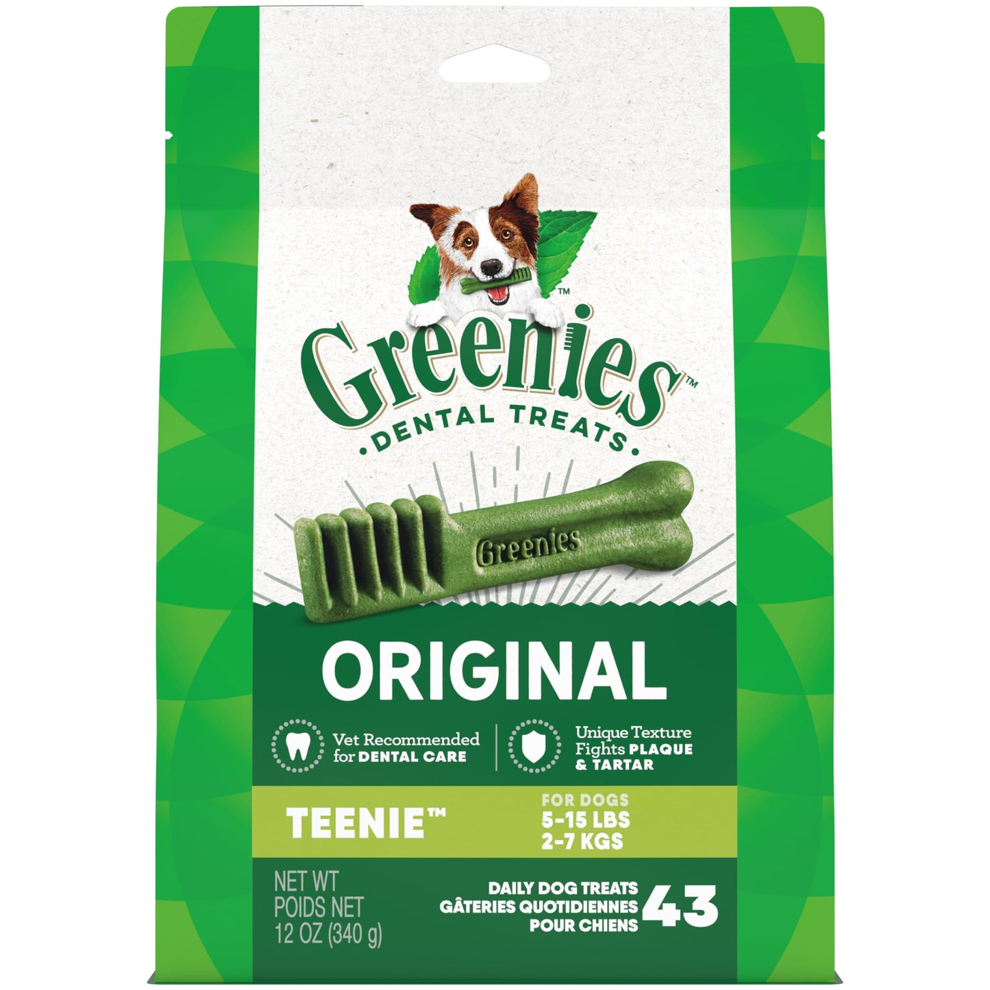 Greenies Teenie Natural Dental Care Dog Treats Blueberry Flavor, 12 oz. Pouch (43 Treats)