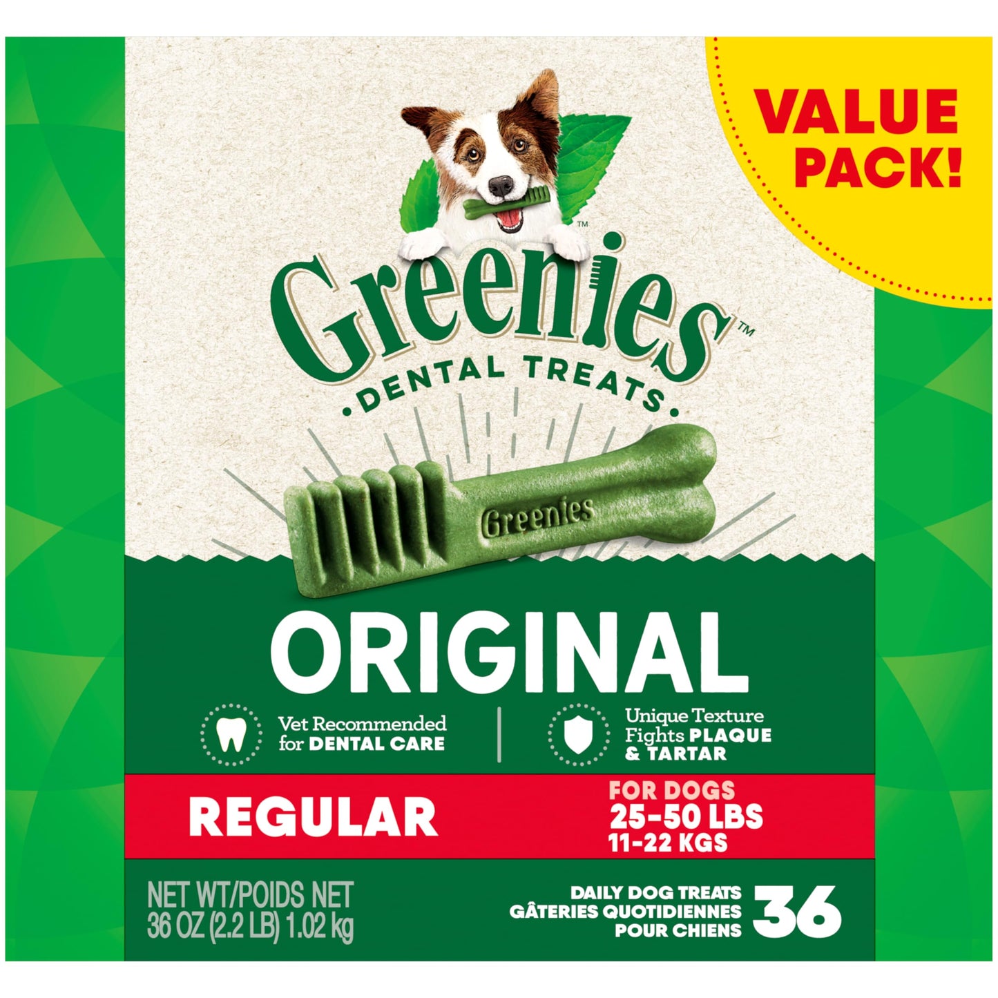 Greenies Original Regular Natural Dental Care Dog Treats, 12 oz. Pouch (12 Treats)