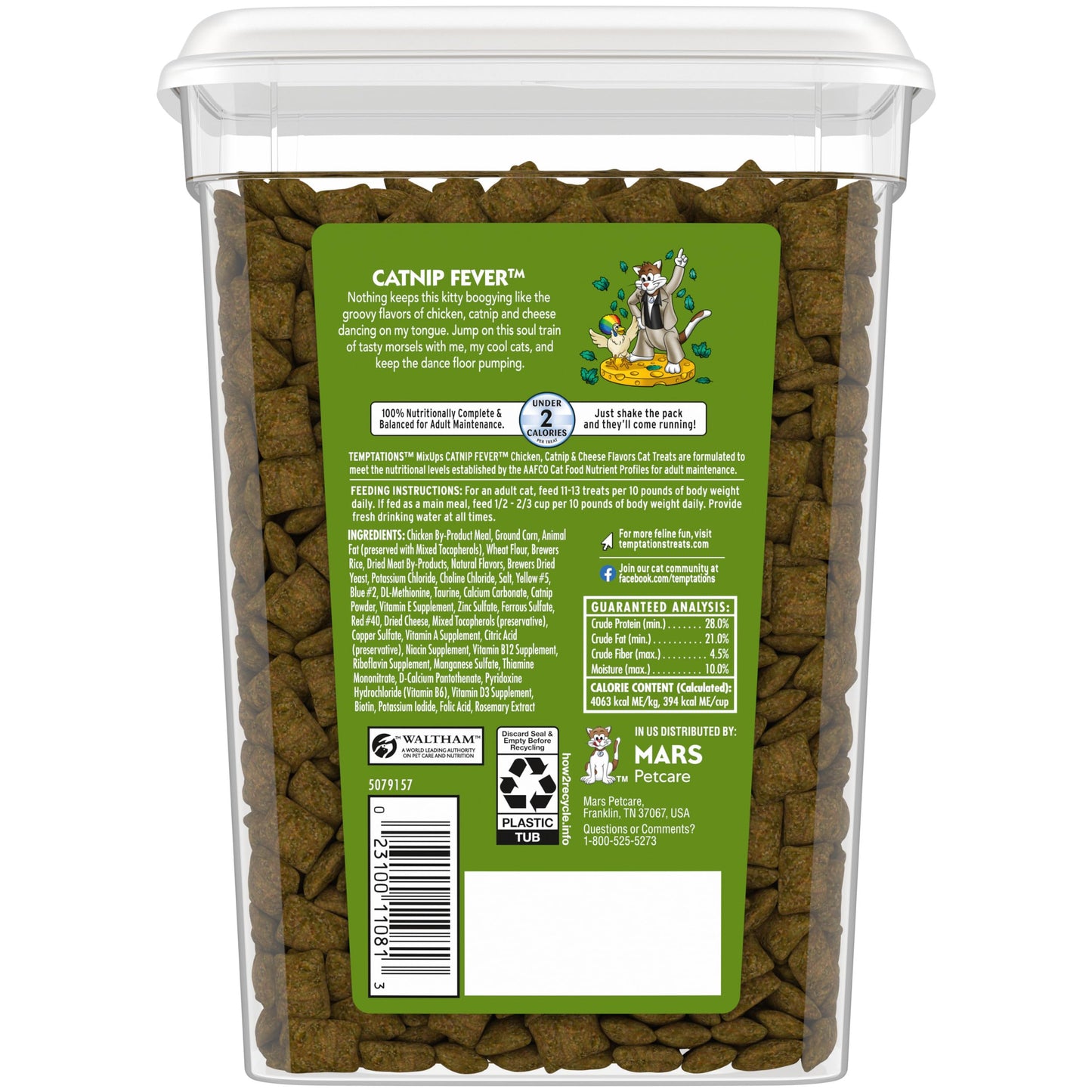 Temptations MixUps Catnip Fever Flavor Crunchy and Soft Cat Treats, 30 oz. Tub