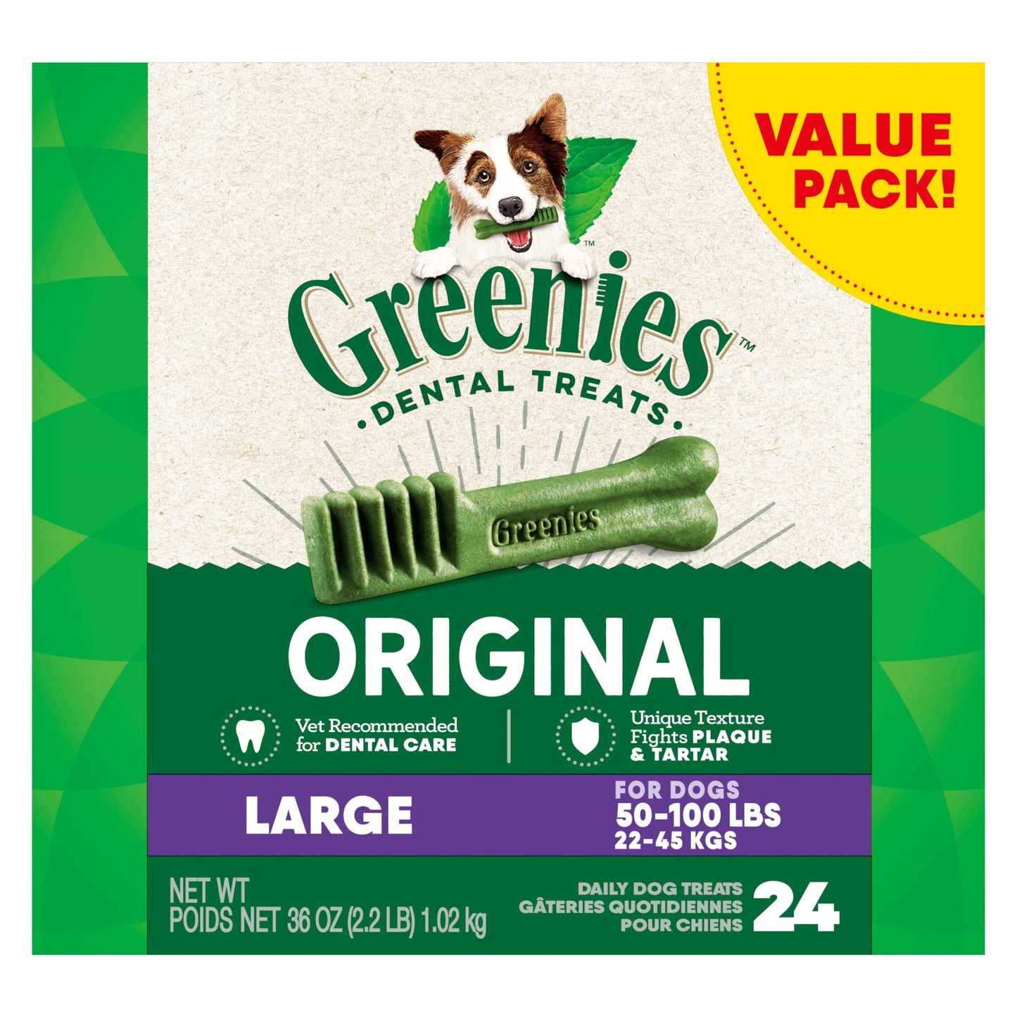 Greenies Original Large Natural Dental Care Dog Treats, 12 oz. Pouch (8 Treats)