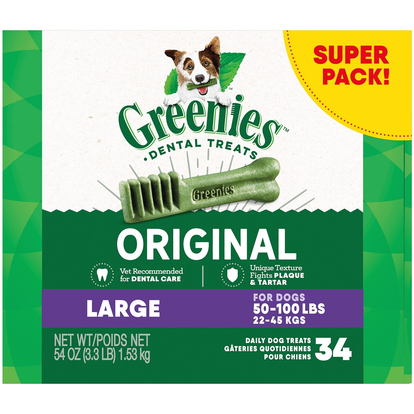 Greenies Original Large Natural Dental Care Dog Treats, 12 oz. Pouch (8 Treats)