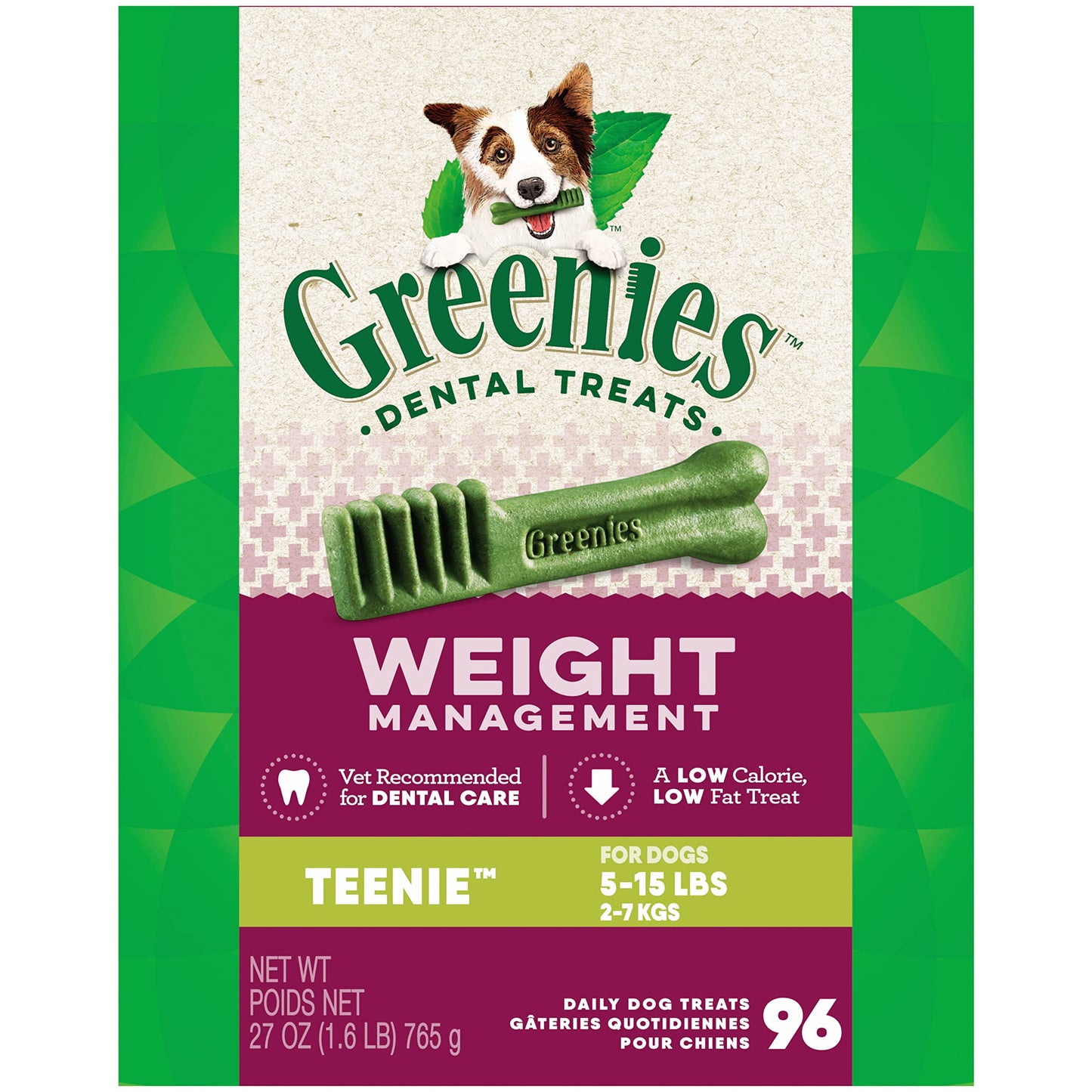 Greenies Teenie Natural Dental Care Dog Treats Blueberry Flavor, 12 oz. Pouch (43 Treats)