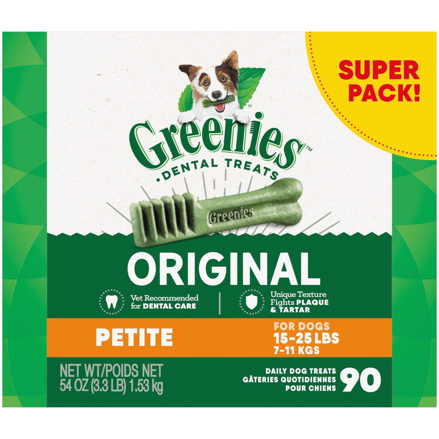 Greenies Original Petite Natural Dental Care Dog Treats, 36 oz. Pack (60 Treats)