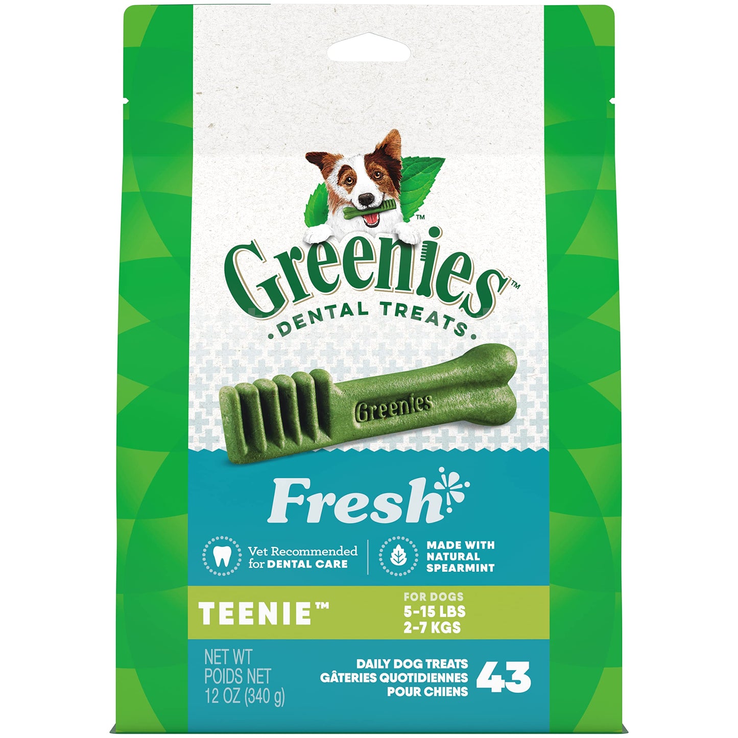 Greenies Teenie Natural Dental Care Dog Treats Blueberry Flavor, 12 oz. Pouch (43 Treats)
