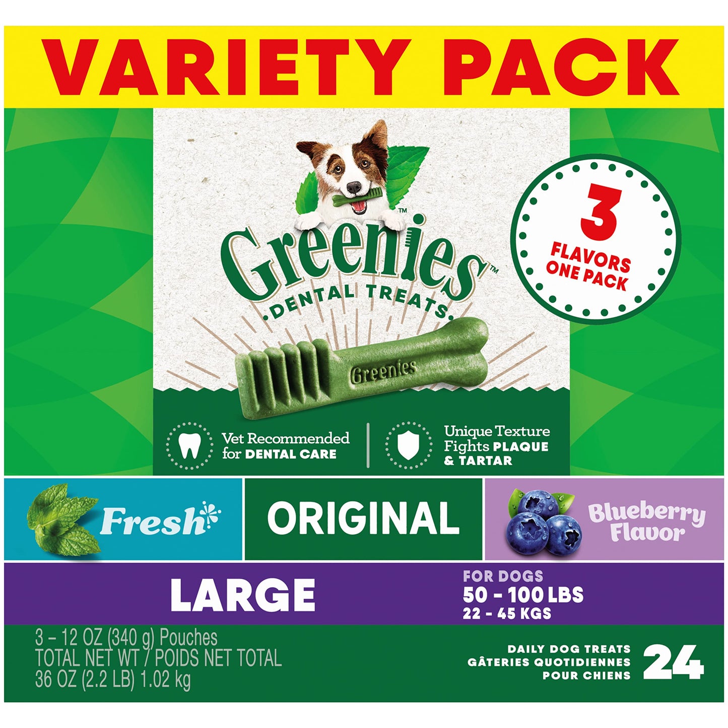 Greenies Teenie Natural Dental Care Dog Treats Blueberry Flavor, 12 oz. Pouch (43 Treats)