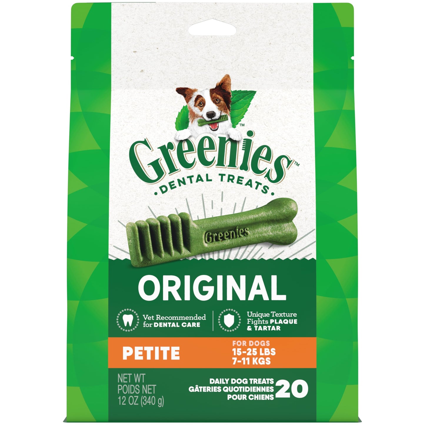 Greenies Original Petite Natural Dental Care Dog Treats, 36 oz. Pack (60 Treats)