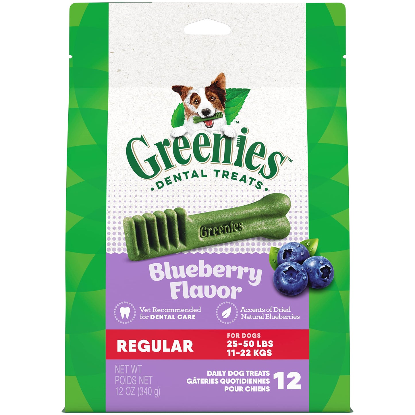 Greenies Teenie Natural Dental Care Dog Treats Blueberry Flavor, 12 oz. Pouch (43 Treats)