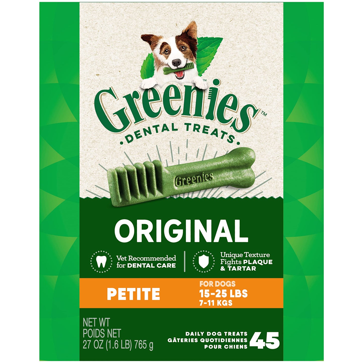 Greenies Original Petite Natural Dental Care Dog Treats, 36 oz. Pack (60 Treats)