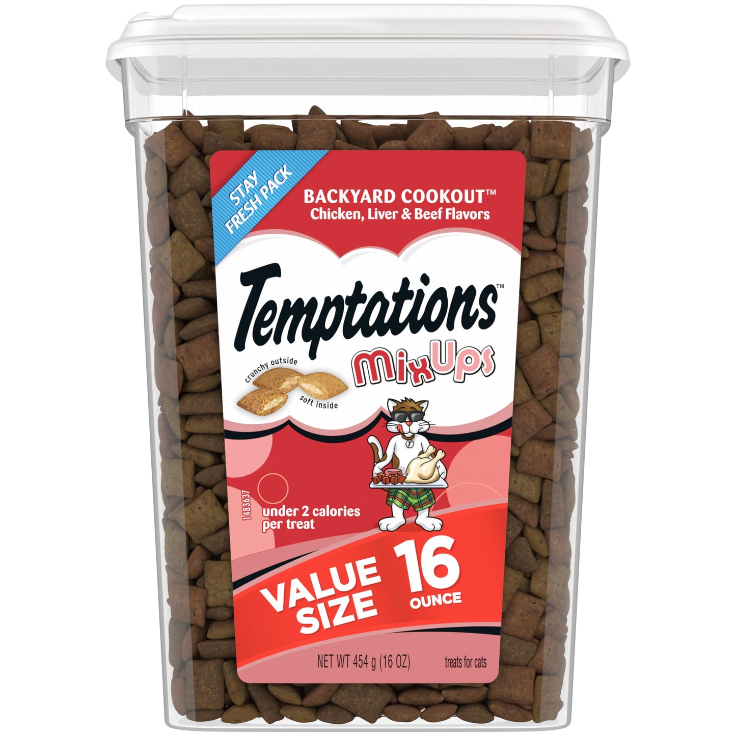 Temptations MixUps Backyard Cookout Flavor Crunchy and Soft Cat Treats, 30 oz. Tub