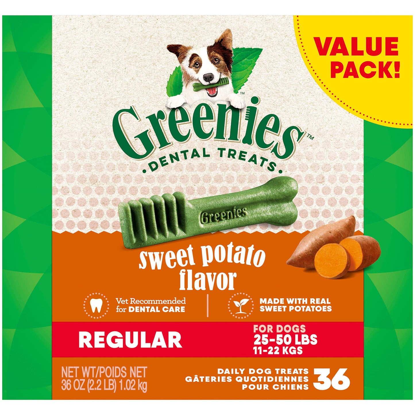 Greenies Original Petite Natural Dental Care Dog Treats, 36 oz. Pack (60 Treats)