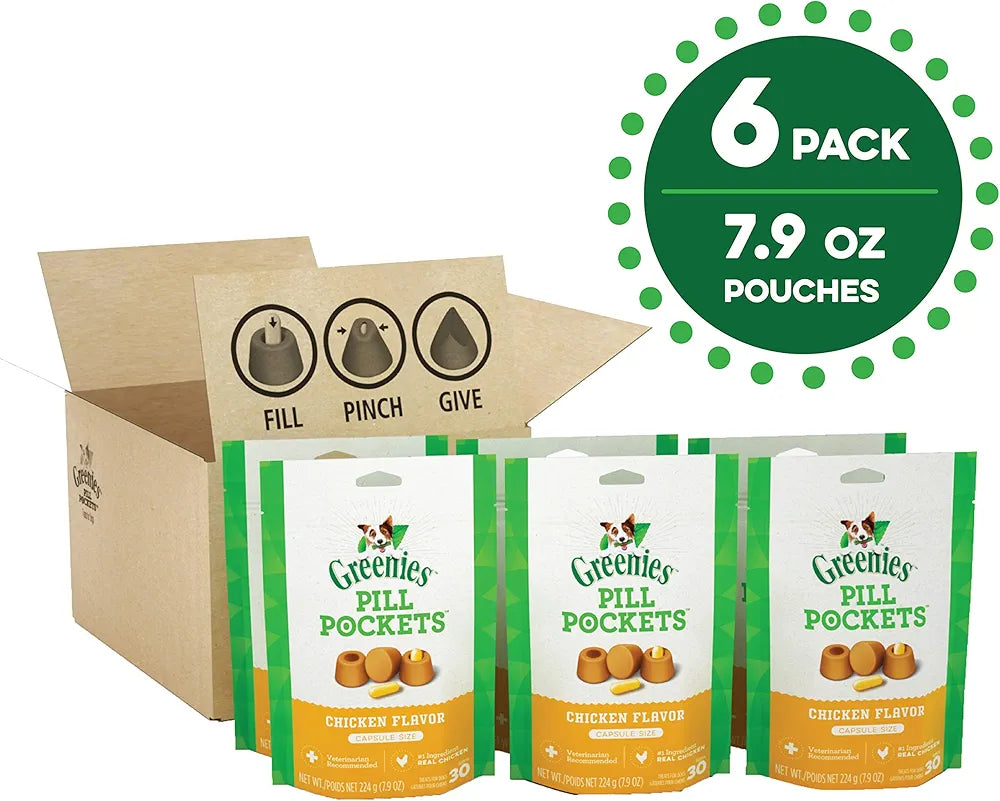 Greenies Pill Pockets Large, Chicken Flavor for Dogs, 7.9/30/60 Count, 15.8 oz