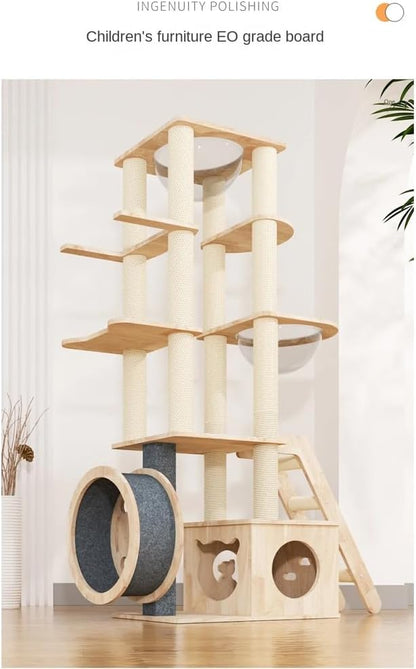 Large Cat Tree Tower Solid Wood (Jute)