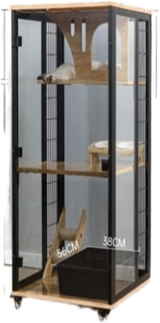 Cat Villa Cat Villa Aluminum Alloy Cat Cage Cat Villa Super Space Home Cat Cabinet Panoramic Cat House Luxury Glass Room Cat House (Size : A)