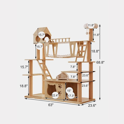 Large Wooden Cat Tower for Big Cats