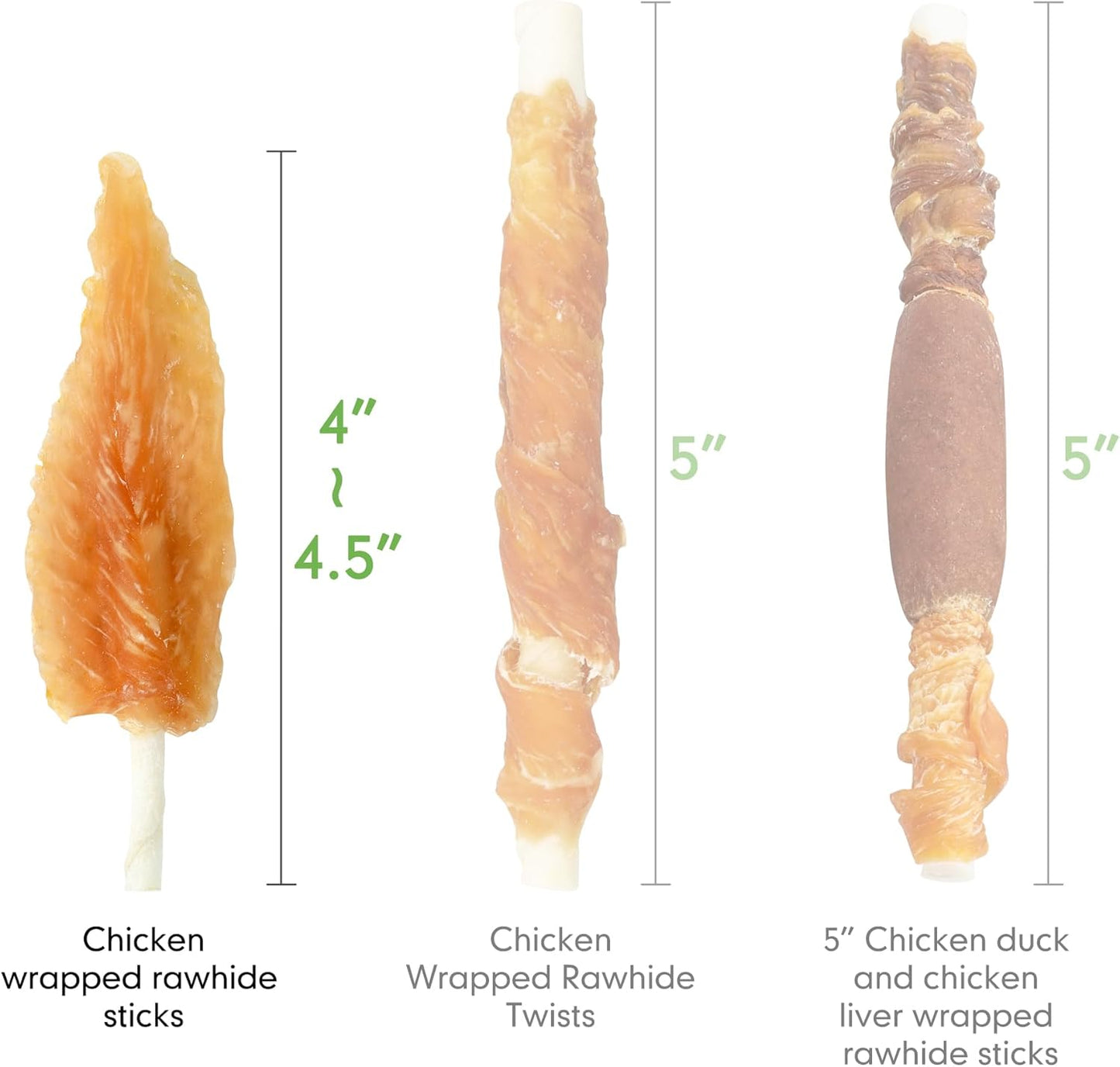 MON2SUN Dog Rawhide Twist 4-4.5 Inch Chicken Wrapped Rawhide Sticks for Puppy and Small Dogs, Promotes Dental Health Treats (18.34 Ounce -Pack of 1)