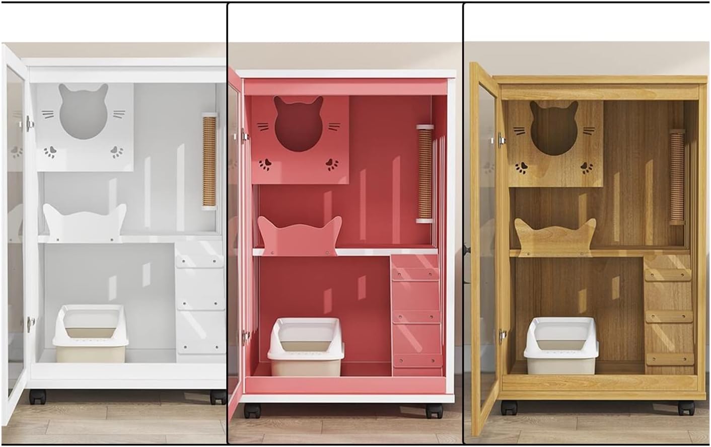 Cat House Cat cage cat Villa Does not take up Space Home Indoor House Cabinet Kitten pet cat Room Cat Villa (Color : Pink)