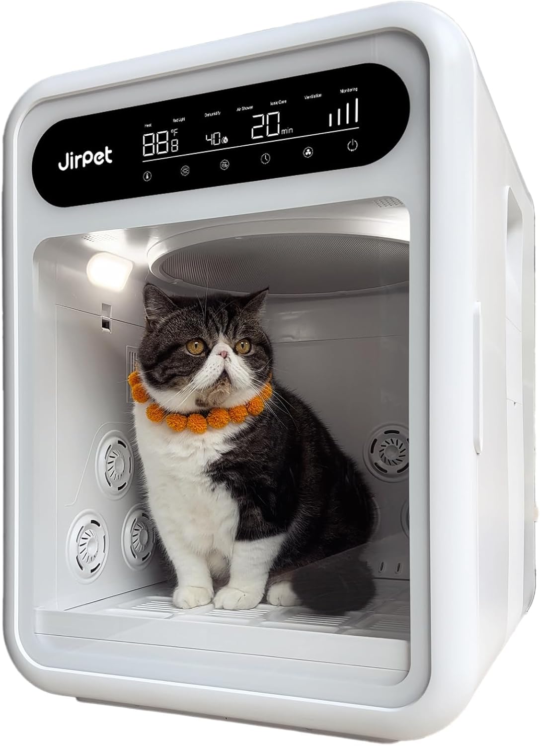 JirPet F1 Professional Pet Dryer Cabin, 75L Extra Large Powerful Cat Dryer Box with Smart Control Humidity & Temp, 40dB Ultra Quiet Hair Dryer for Dogs, Automatic Pet Supplies for Pet Grooming, White