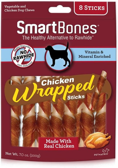 SmartBones Chicken-Wrapped Sticks, Treat Your Dog to a Rawhide-Free Chew Made with Real Chicken and Vegetables