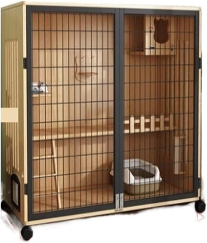 Cat Villa Cat Villa Indoor Cat Room Home Cat House Oversized Free Space Cat Cabinet Cat House Cat Litter Luxury Cat Cage Cat House (Color : No Varnish)