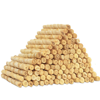 MON2SUN Dog Rawhide Twist Sticks Natural 5 Inch Thin Sticks Rawhide Chews Treats for Puppy and Small Dogs 60 Count, 12.7oz