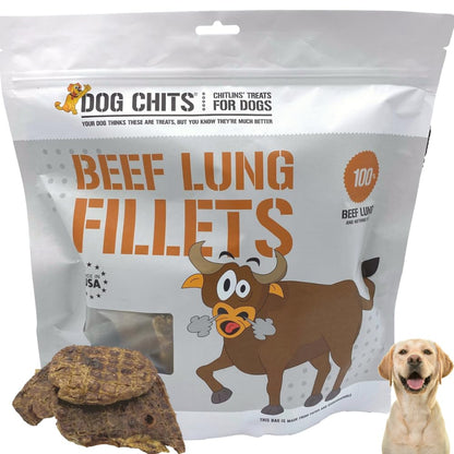 Dog Chits Bison Lung Fillets Dog and Puppy Treats - All Natural Grain and Chemical Free Training Chews - High Protein and Low Fat - Supports Dental Health - Made in The USA - Large 10 oz Bag