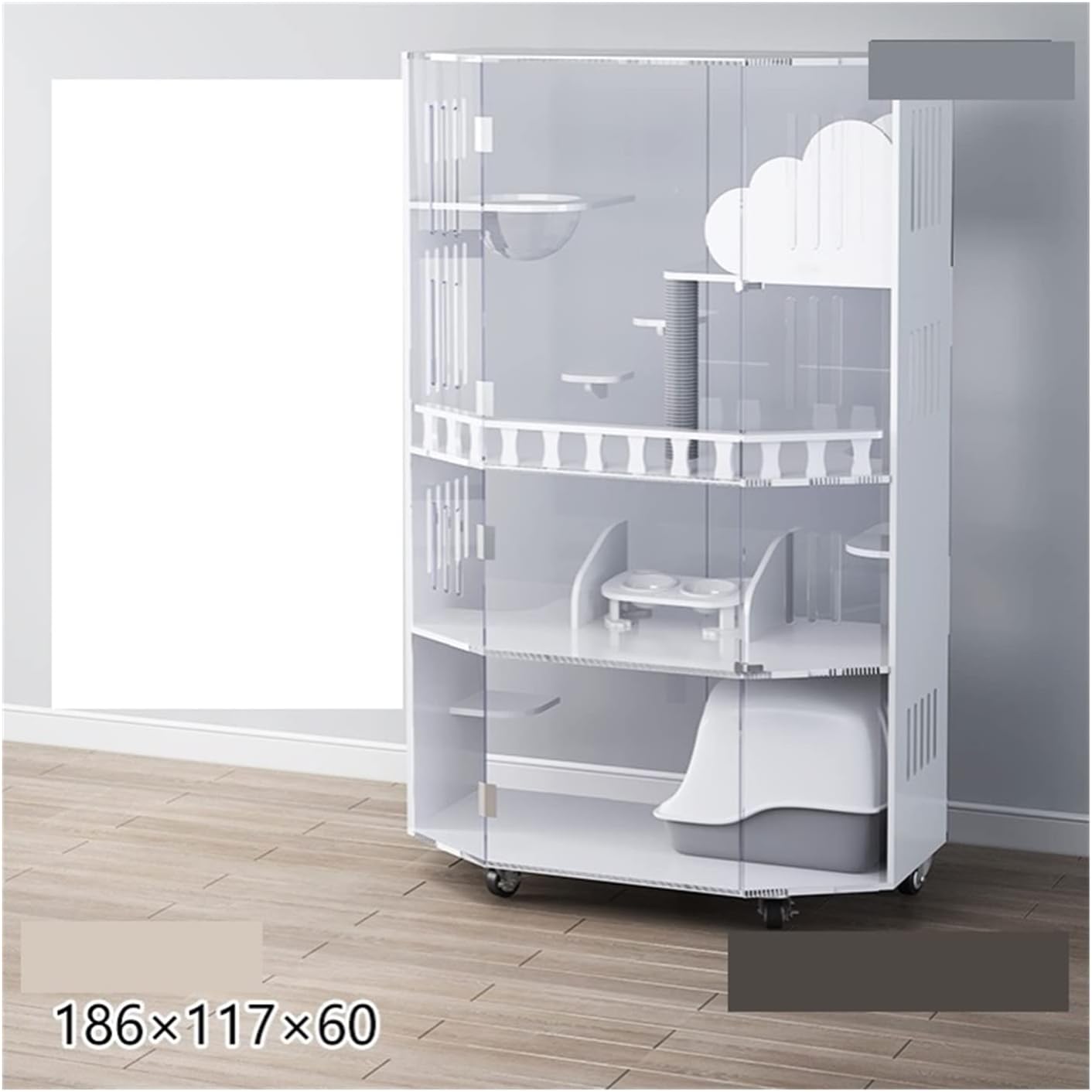 Cat Villa Panoramic Transparent Luxury Cat Villa Cat Cage Acrylic Cat Cabinet Non-Glass Display Cabinet for Pet Shop Cat House