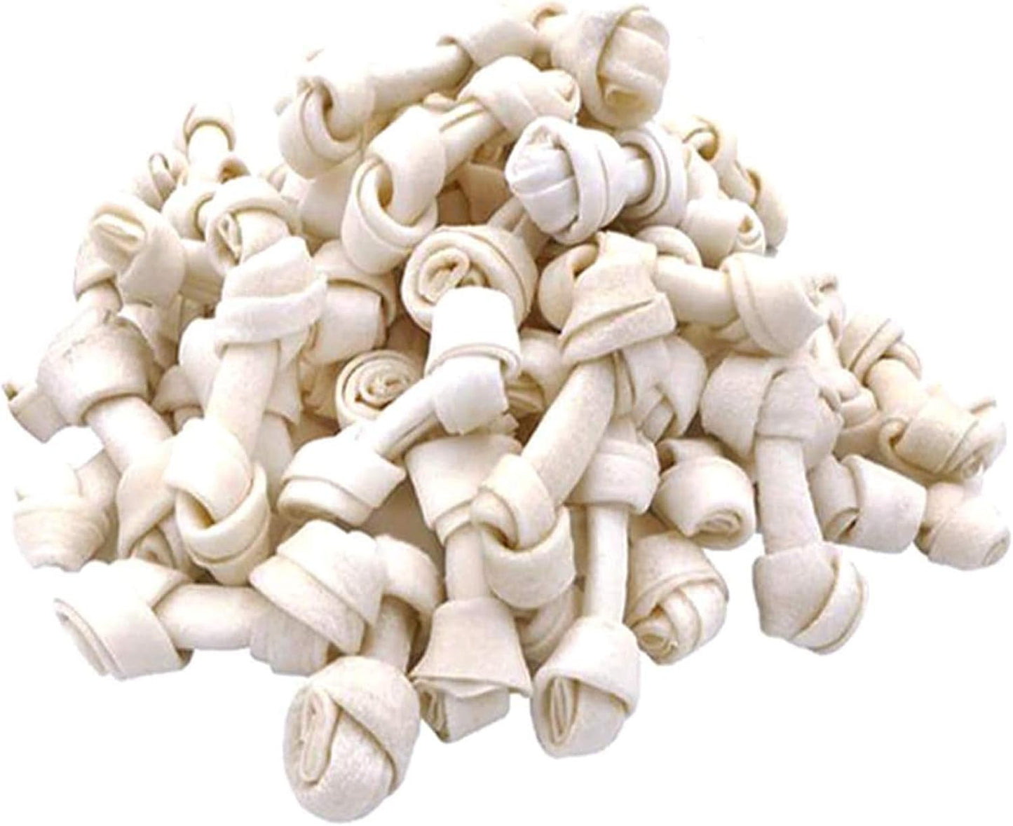 MON2SUN Dog Rawhide Knot Bones Mini Bones Rawhide Chews Natural 2.5 Inch 60 Count for Puppy and Small Dogs