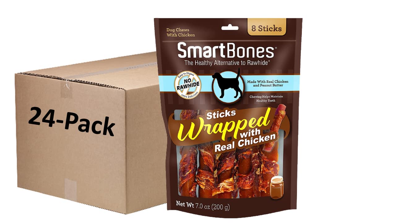 SmartBones Chicken-Wrapped Sticks, Treat Your Dog to a Rawhide-Free Chew Made with Real Chicken and Vegetables