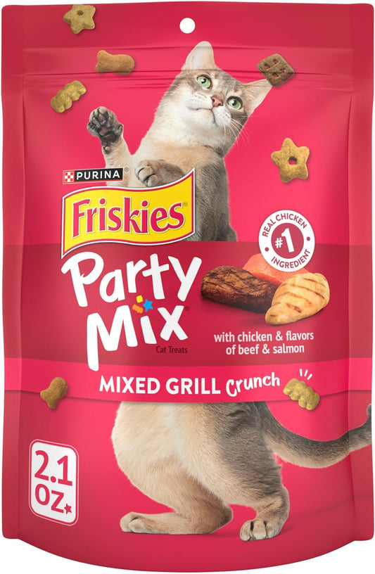 Purina Friskies Cat Treats, Party Mix Mixed Grill Crunch - (Pack of 10) 2.1 oz. Pouches