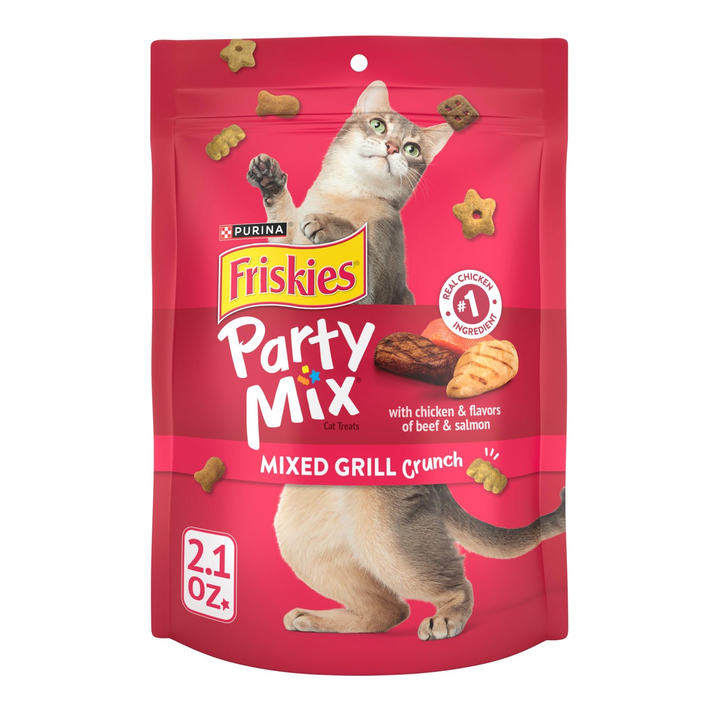 Purina Friskies Cat Treats, Party Mix Meow Luau Crunch - (Pack of 10) 2.1 oz. Pouches