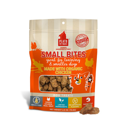 PLATO Pet Treats Small Bites - Air-Dried Training Treats for Dogs - Supports Healthy Digestion - Limited Ingredients - Lamb 2.5oz