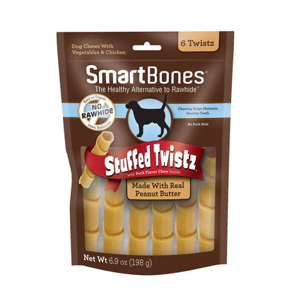 SmartBones Stuffed Twistz 6 Count, Rawhide-Free Chews For Dogs Stuffed With Pork Flavor