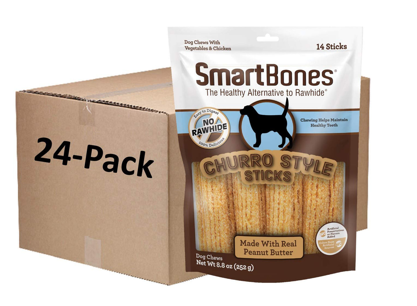 SmartBones No Artificial Colors or Preservatives Churro-Style Chews, Treat Your Dog with Real Chicken and Vegetables