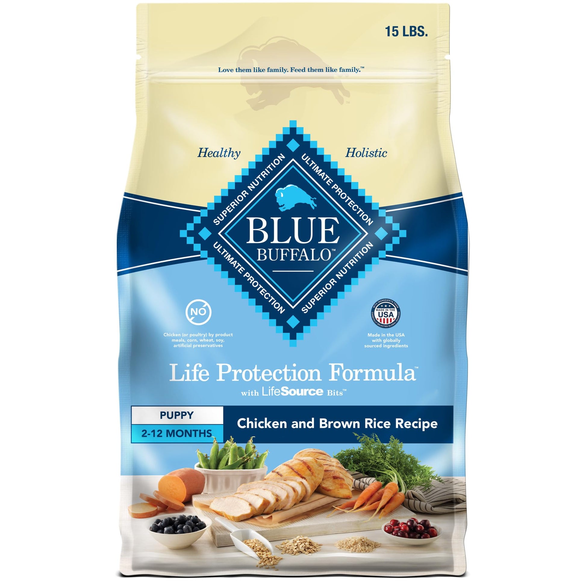 Blue Buffalo Life Protection Formula Puppy Dry Dog Food, Chicken & Brown Rice, 30 lbs