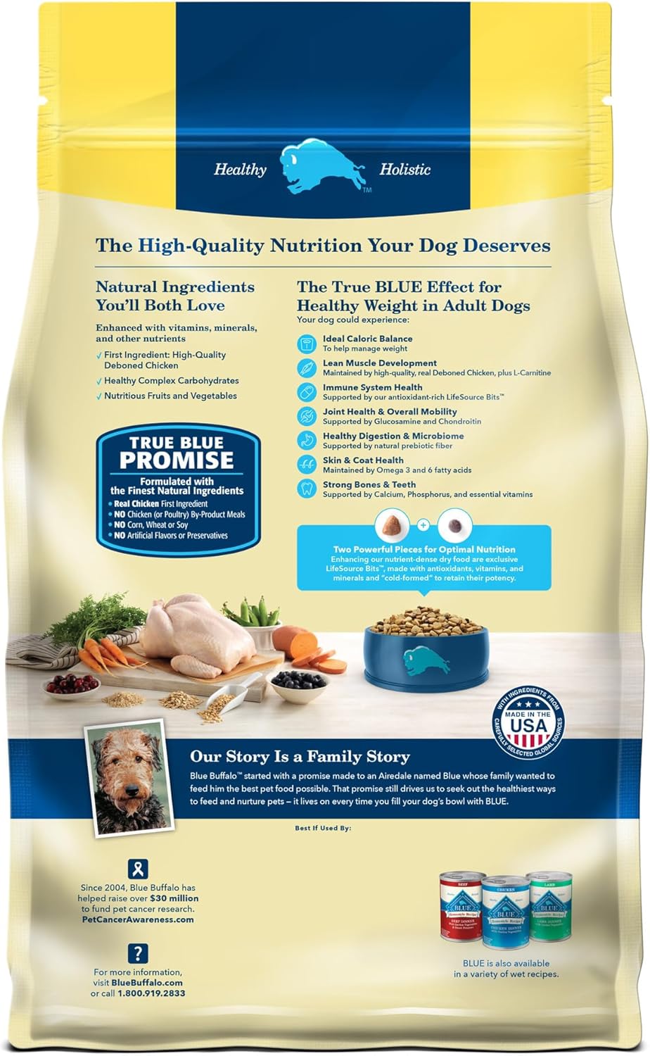 Blue Buffalo Life Protection Formula Healthy Weight Adult Dry Dog Food, Supports an Ideal Weight, Made with Natural Ingredients, Chicken & Brown Rice Recipe, 30-lb Bag