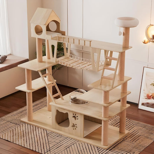 Large Wooden Cat Tower for Big Cats