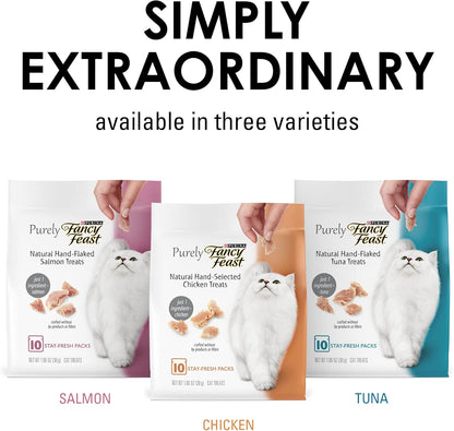 Purina Fancy Feast Natural Cat Treats, Purely Natural Hand-Flaked Tuna - (Pack of 5) 10 ct. Pouches