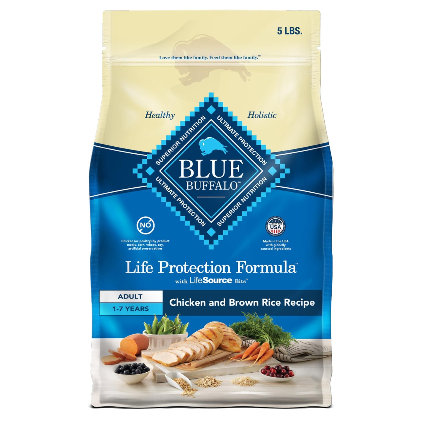 Blue Buffalo Life Protection Formula Adult Dry Dog Food, Helps Build and Maintain Strong Muscles, Made with Natural Ingredients, Chicken & Brown Rice Recipe, 15-lb. Bag