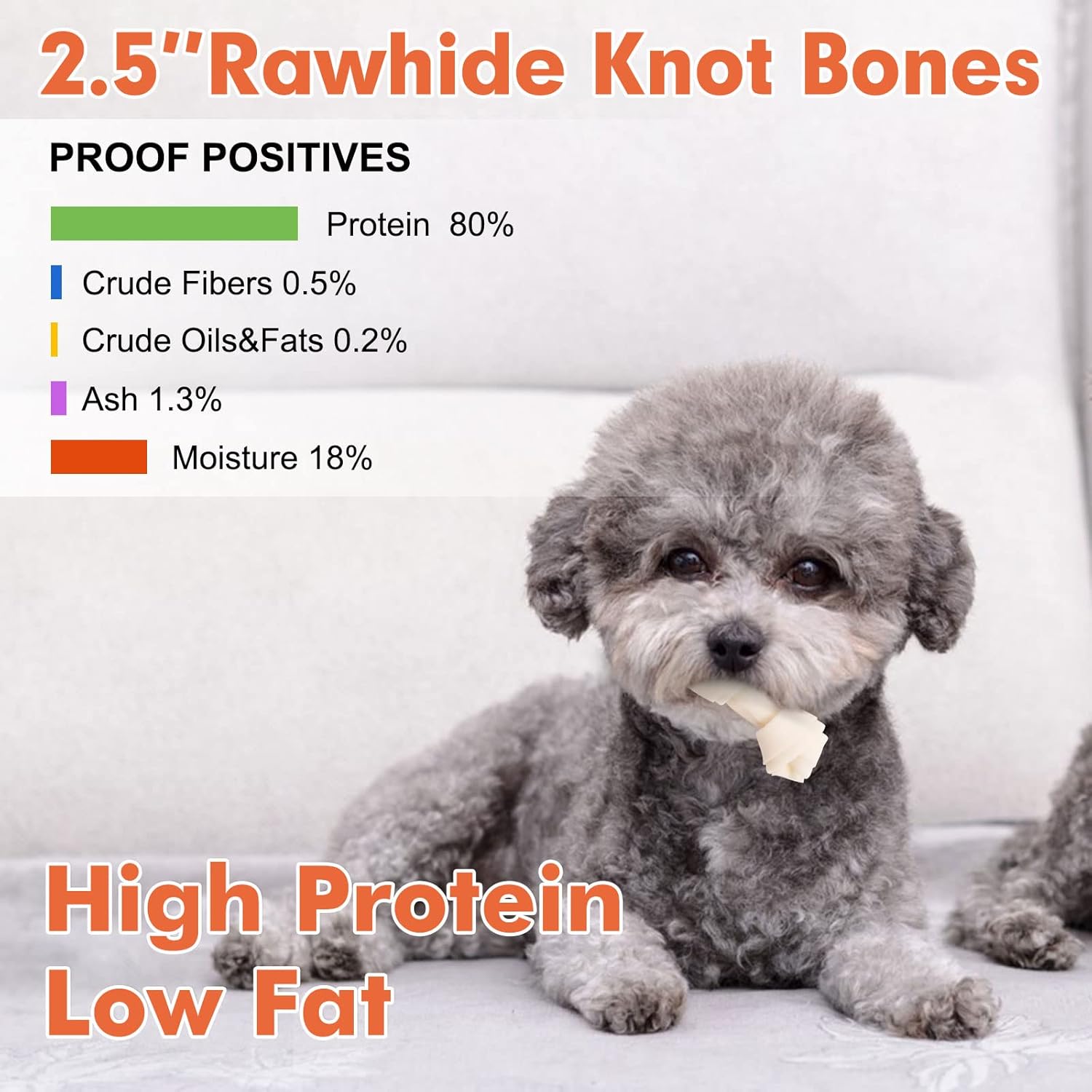 MON2SUN Dog Rawhide Knot Bones Mini Bones Rawhide Chews Natural 2.5 Inch 60 Count for Puppy and Small Dogs