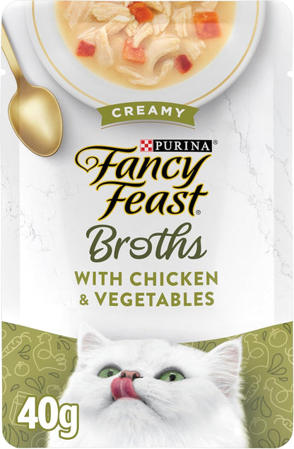 Purina Fancy Feast Lickable Wet Cat Food Broth Topper, Classic With Chicken and Vegetables - (Pack of 16) 1.4 oz. Pouches