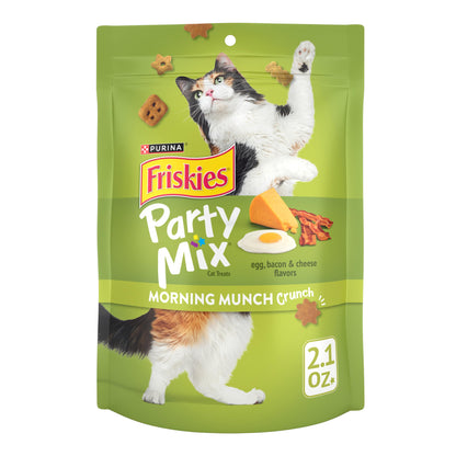 Purina Friskies Made in USA Facilities, Natural Cat Treats, Party Mix Natural Yums Catnip Flavor - 30 oz. Canister