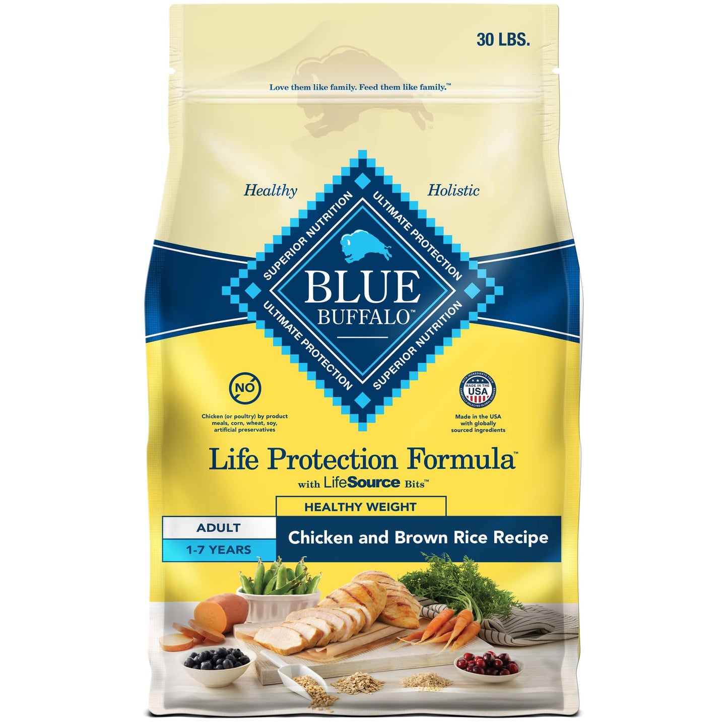 Blue Buffalo Life Protection Formula Adult Dry Dog Food, Helps Build and Maintain Strong Muscles, Made with Natural Ingredients, Fish & Brown Rice Recipe, 30-lb. Bag