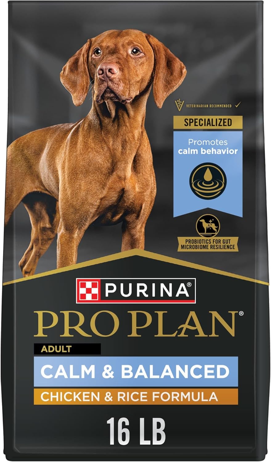 Purina Pro Plan Calm & Balanced Dry Dog Food, Adult Dog Calming DHA Chicken & Rice Formula - 16 lb. Bag