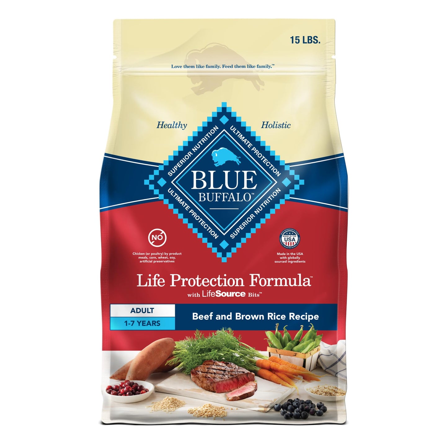 Blue Buffalo Life Protection Formula Healthy Weight Adult Dry Dog Food, Supports an Ideal Weight, Made with Natural Ingredients, Chicken & Brown Rice Recipe, 34-lb. Bag